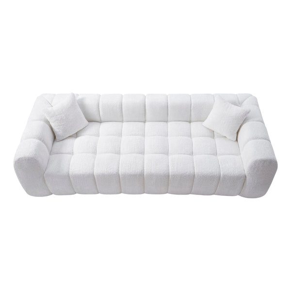 English Elm Marshmallow Cloud Sofa Oversized Boucle Four Seat Channel Tufted Living Room Couch White W5515P495925