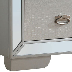 English Elm Stylish Champagne Storage Dresser with Reflective Silver Finish, 66"W Spacious Drawers, No Assembly Needed B078108441