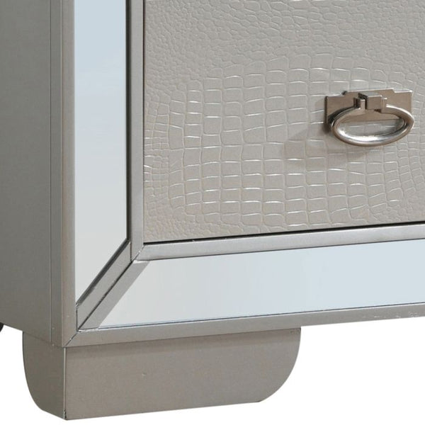 English Elm Stylish Champagne Storage Dresser with Reflective Silver Finish, 66"W Spacious Drawers, No Assembly Needed B078108441