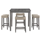 OSP Home Furnishings Celina 5-Piece Counter Height Set Antique Grey/Lt Grey