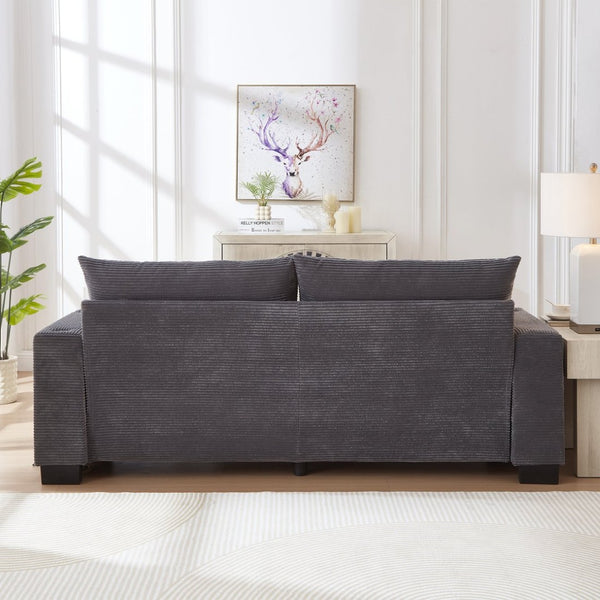 English Elm 78"corduroy Plush Three Seat Sofa with Usb Ports Cup Holders Deep Cushions Apartment Gray W3705P455918