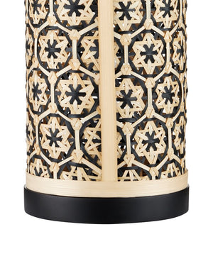 Currey & Company Nebulon Table Lamp – Handwoven Bamboo Design With Traditional Vietnamese Patterns And Modern Elegance Black Bamboo ,Metal 6000-1036-currey-company