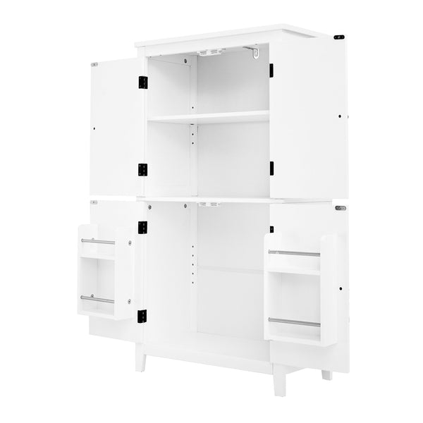 English Elm Elegant Bathroom Floor Storage Cabinet with 4 Doors, Adjustable Shelves, Anti-Tip Design, 28"L x 15"W White N725P188461K