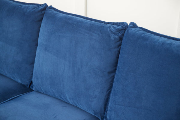 English Elm SOFA, SpaceBlue Velvet Microfiber Sofa with High-Density Foam, Rolled Arms & Solid Wood Frame (62.6"L) B205P248197