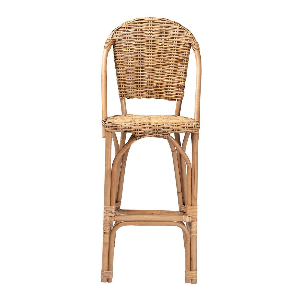 English Elm Modern Woven Rattan Barstool with Openwork Back for Kitchen Island or Home Bar B2750P470067