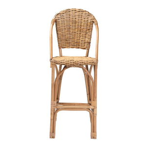 English Elm Modern Woven Rattan Barstool with Openwork Back for Kitchen Island or Home Bar B2750P470067