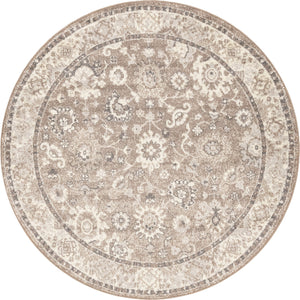 Unique Loom Penrose Krystle Machine Made Floral Rug Beige Brown, Gray/Ivory 6' 1" x 6' 1"