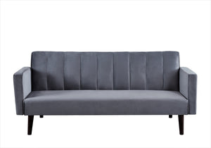 English Elm 72" Velvet Futon Sofa Convertible Twin Sleeper with Channel Tufting and Solid Wood Frame B2735P421792