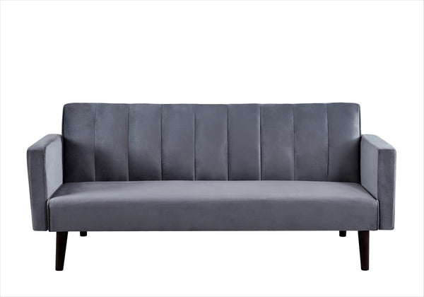 English Elm 72" Velvet Futon Sofa Convertible Twin Sleeper with Channel Tufting and Solid Wood Frame B2735P421792