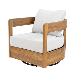 English Elm Telluride Outdoor Acacia Wood Swivel Club Chair Coastal Patio Seating Teak+ Beige N775P304793T