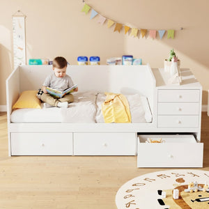 English Elm Convertible Crib Daybed with Changing Table Six Drawers Pine Wood Nursery Frame FF00001AAW