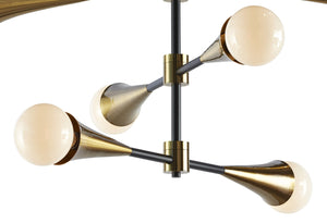 Sunpan ELZA Sputnik Chandelier - Modern Adjustable Black and Brass Fixture for Dining or Living Spaces 105707