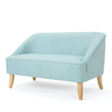 Christopher Knight Home® - Noble House - Justus Mid Century Modern Light Blue Fabric Loveseat