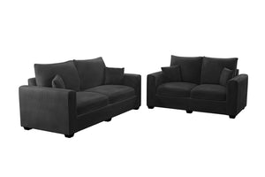 English Elm Contemporary Corduroy Sofa and Loveseat Set with Square Arms for Living Room B011S02223