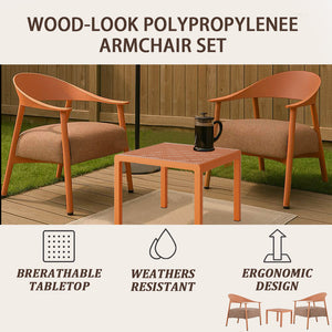 English Elm Modern 2-Piece Accent Chair Set with Coffee Table — Plush Cushions, Sturdy Iron Frame, Compact Chic Design Apricot Brown W3450P323347