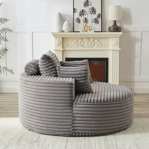 English Elm 55'l Chenille Round Sleeper Chair Fluffy Sculptural Seat for Living Room or Bedroom Grey W834P401583