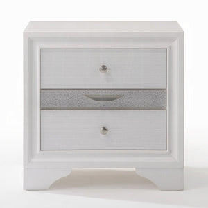 English Elm Contemporary Nightstand with Textured Finish and 2 Drawers — Modern Wooden Bedroom Storage, Easy Assembly White 20 L x 29 W x 30 H B2741P321725