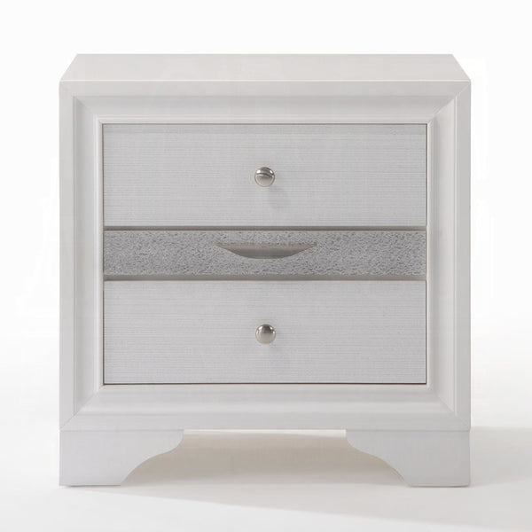 English Elm Contemporary Nightstand with Textured Finish and 2 Drawers — Modern Wooden Bedroom Storage, Easy Assembly White 20 L x 29 W x 30 H B2741P321725
