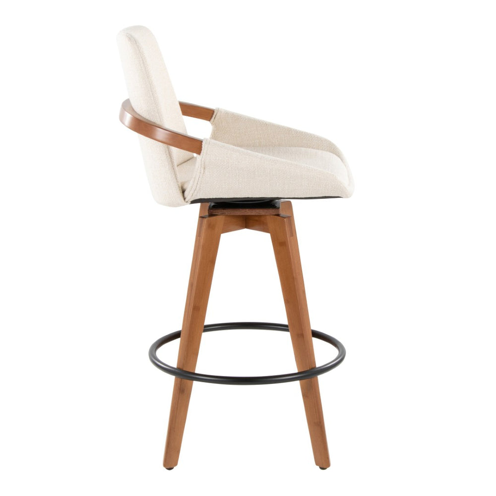 English Elm Dining/accent Chair Solid Wood Tapered Legs Cream Upholstery Mid-century Modern Seating B202P471196