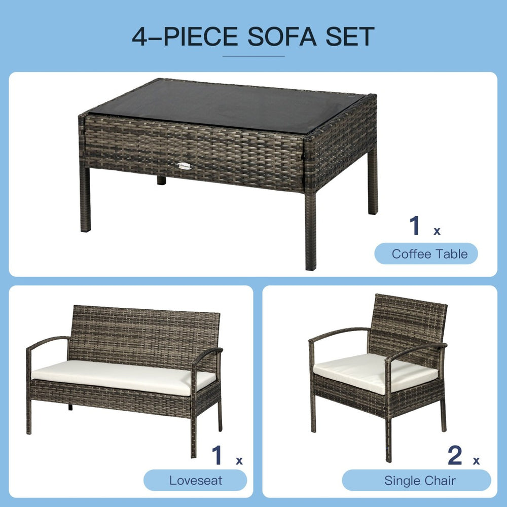 English Elm Loveseat Outdoor 4 Piece Pe Wicker Conversation Set with Tempered Glass Table T3971P384993