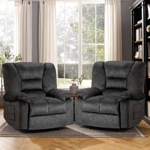 English Elm Living Space Massage Recliner Chair with Lumbar Heat Vibration and Full Body Support Grey W1403P457321