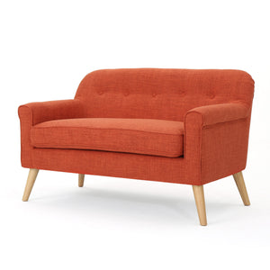 English Elm Christopher Knight Home® - LOVESEAT Elegant Two-Seater with Button-Tufting and Rolled Arms, 100% Polyester Fabric Comfort Orange 61035.00MORG