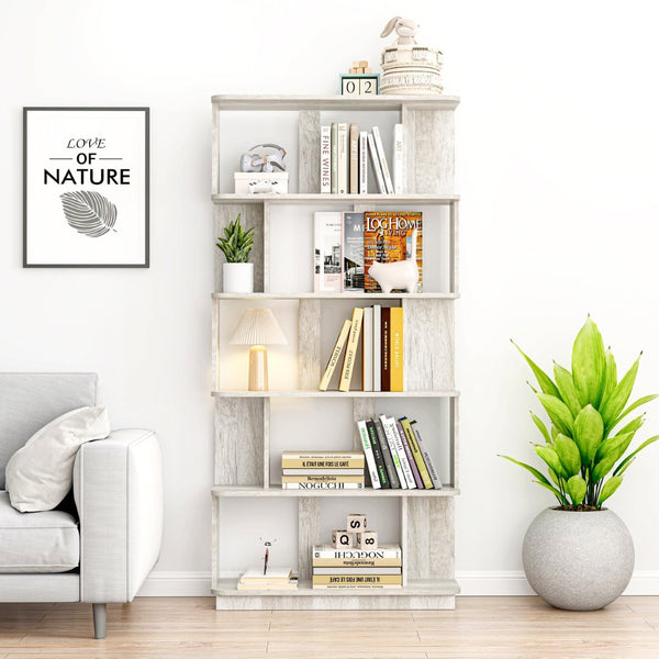 English Elm 31.5" Tall 5-tier Mdf Bookcase Slim Open Shelving Unit for Office Bedroom Living Room Light Gray W2899P444155