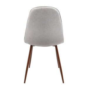 English Elm Mid-century Modern Dining Chairs Walnut Legs Grey Upholstered Seat Set of Two B202P223871