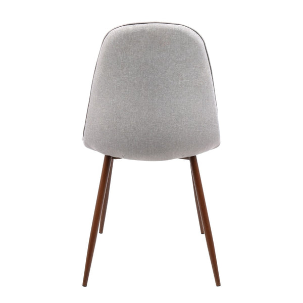 English Elm Mid-century Modern Dining Chairs Walnut Legs Grey Upholstered Seat Set of Two B202P223871