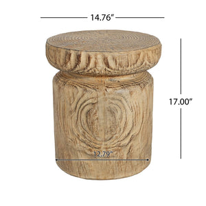 English Elm Mgo Lightweight Concrete Tree Stump Side Table Weather Resistant Indoor Outdoor Accent N776P372338N
