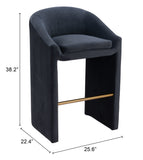 Emas Barstool Midnight Gray 109991 Zuo Modern