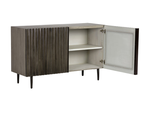 Sunpan Carlin Sideboard – Bold Mango Wood Design with Sculpted Details and Urban Steel Legs for Modern Spaces Small - 48W x 18.25D x 30H