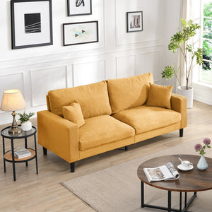 English Elm 74" High Resilience three seater Sofa with Corduroy Upholstery, Plush High-Density Cushion, Sturdy Wooden Frame, Stylish Apartment Seating Orange 35.83 L x 31.9 W x 12.6 H W2297P264469