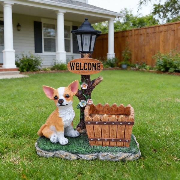 English Elm Sitting Corgi Resin Planter Sculpture Whimsical Porch Garden Decor with Succulent Cavity W5398P464244