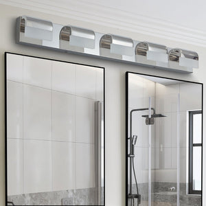 English Elm Modern Chrome 5-light Led Vanity Bar Acrylic Shades Bathroom Wall Fixture W1340P197252