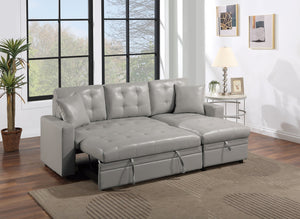 English Elm Light Gray Convertible Sectional Sofa with Pull-Out Bed, Reversible Storage Chaise, Tufted 2PC Set B011S01025