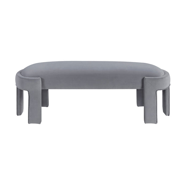 English Elm Stylish Upholstered Bench with Velvet Foam Cushion, Sturdy Plywood Frame, 300lb Capacity, Modern Entryway Seat Gray 51.5 L x 11 W x 21.5 H B011P361966