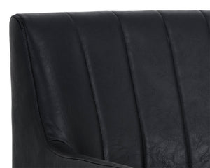 Sunpan Wolfe Lounge Chair - Retro Mid-Century Design with Channel Stitching and Rustic Bronze Steel Frame Vintage Black