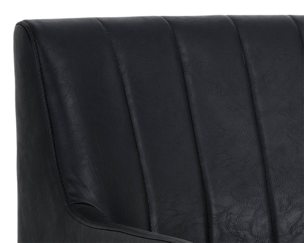 Sunpan Wolfe Lounge Chair - Retro Mid-Century Design with Channel Stitching and Rustic Bronze Steel Frame Vintage Black