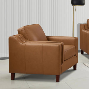 English Elm Bella Top Grain Leather Chair with Double-Sloped Track Arms, Sewn-In Cushion Silhouette, Timeless Sophistication B2705P326710