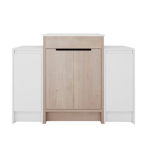 English Elm 48 Inch Freestanding Bathroom Vanity With Ceramic Sink, Adjustable Shelves & Soft-Close Doors W999S00312