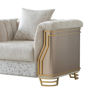English Elm Antigua Glam Accent Chair with Bold Gold Trim and Plush Foam Seating for Modern Spaces B009P417490