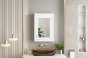 English Elm 20" Medicine Cabinet with Mirror — Space-Saving Wall-Mounted Bathroom Storage with Adjustable Shelf, Modern Carved Design White N710P317680K