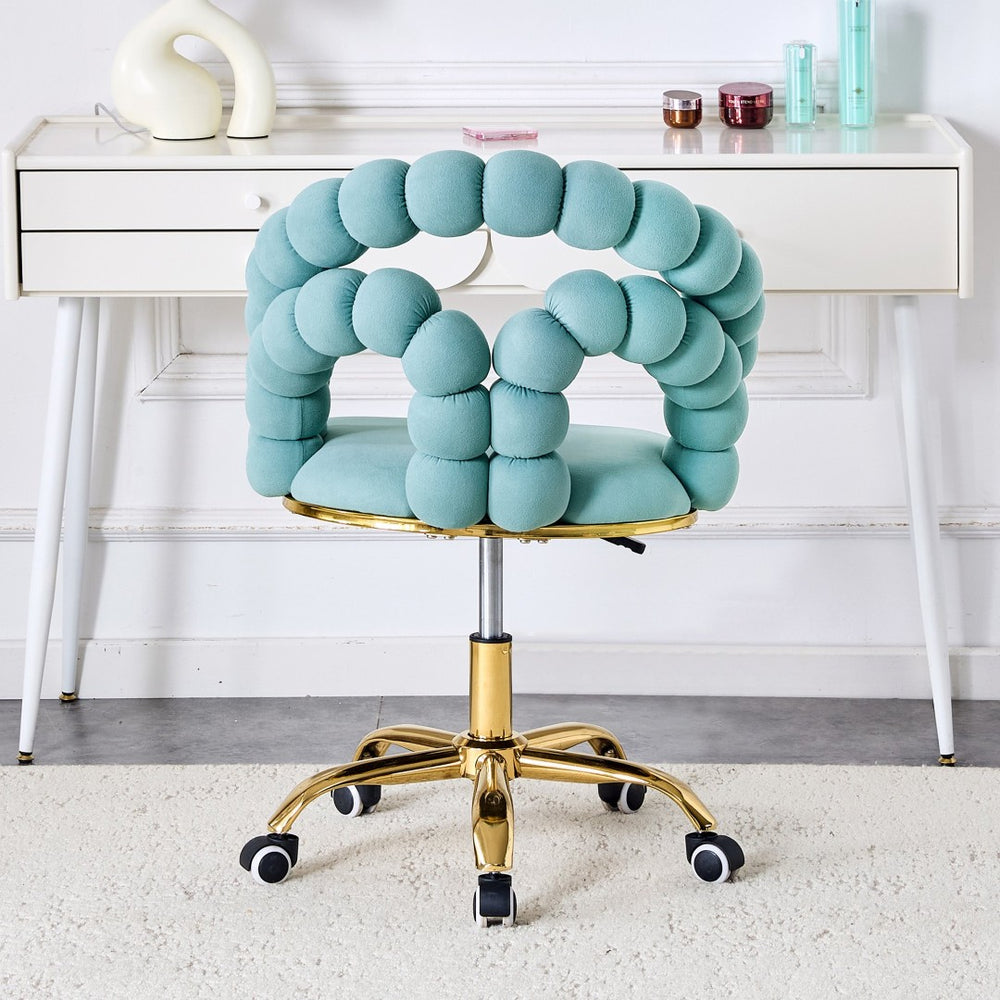English Elm Set of Velvet Bubble Chair with Sculptural Linked Back and Rolling Caster Base for Office Gold,Teal W1512P491833