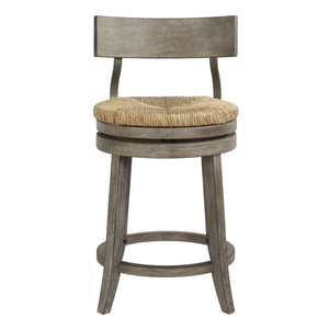 English Elm 26" Reclaimed Wood Swivel Counter Stool with Seagrass Seat for Kitchen Island Gray B2751P436448