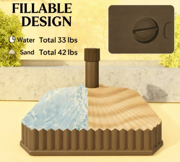 English Elm Easy Fillable Hdpe Square Patio Umbrella Stand Base with Uv Resistant Weatherproof Design T3971P425887