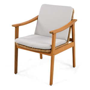 English Elm Christopher Knight Home® - Outdoor Dining Chairs Set of 2 with Acacia Wood Frame and Brown PE Wicker, Waterproof Cushions, 400lb Capacity Grey,Teak N779P280043G