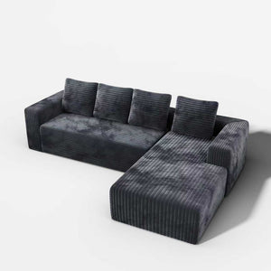 English Elm Modular Cloud Sectional Sofa with Corduroy, Deep Seat L-Shape Sofa with Right Chaise, No Assembly W3955P388718