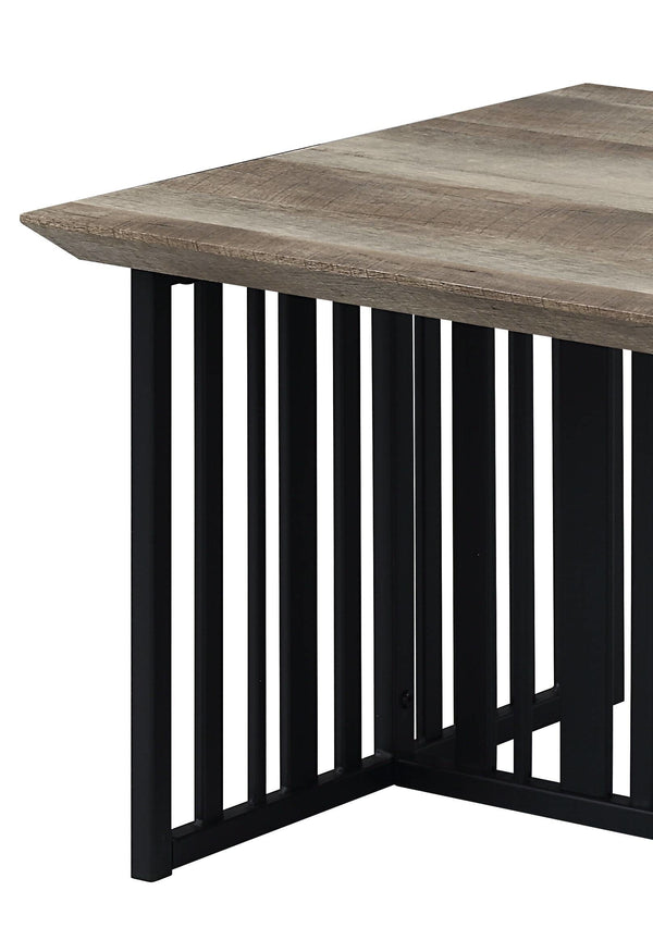 English Elm Zudora Sleek Antique Oak & Black Finish Sofa Table with 50mm Thick Top, Metal Frame, Modern Minimalist Design Black,Oak 52 L x 30 W x 5 H B2726P268332