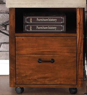English Elm Steampunk Rolling File Cabinet with Faux Concrete Top for Industrial Home Office B108P481216